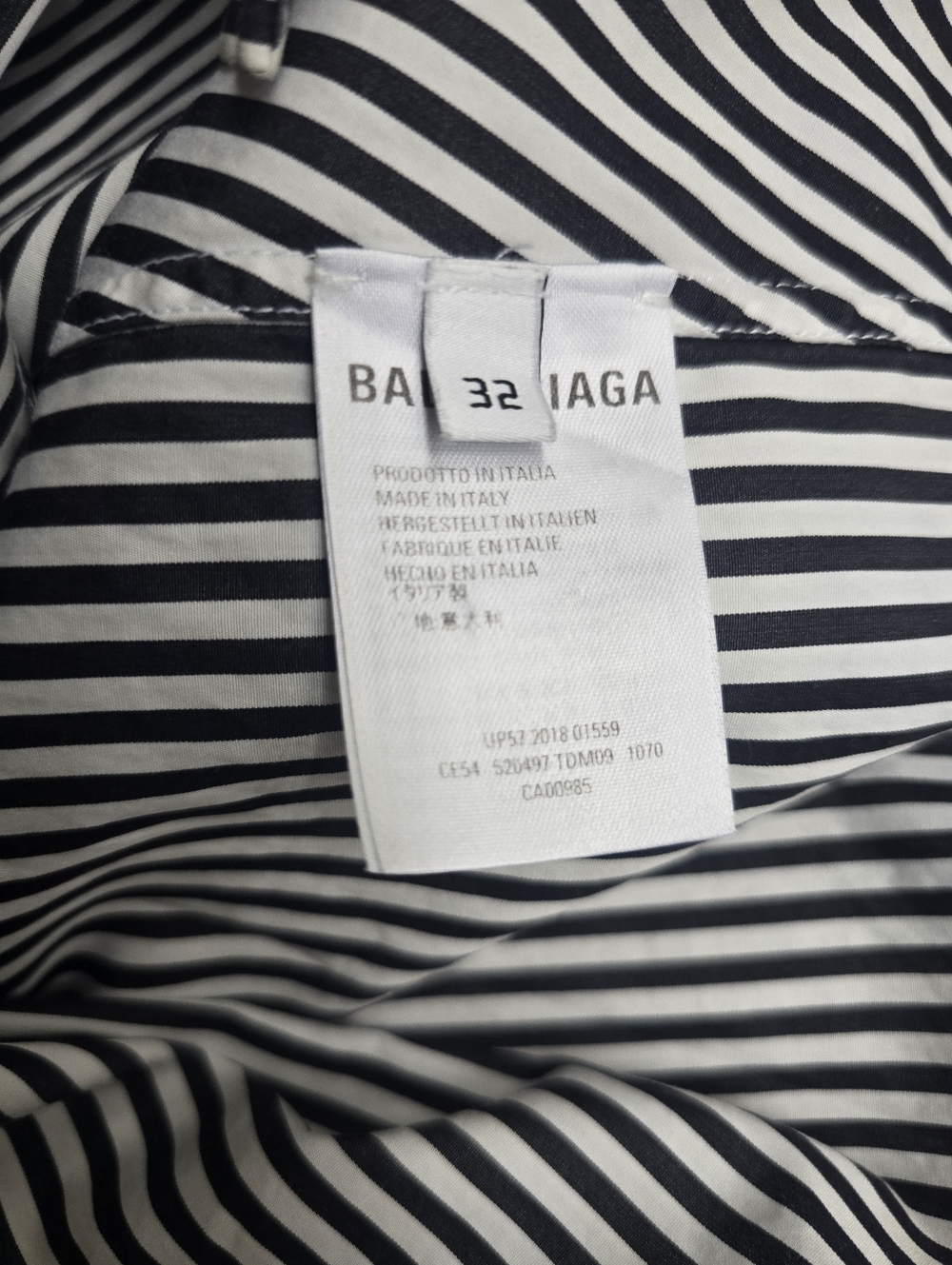 Balenciaga Black & White Striped Button-Down Shirt with Back Logo Size 32 - Picture 15 of 16